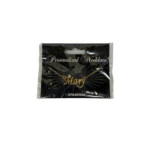 MARY Name Goldtone Rhinestone Accent 14.5" w 4.5" Multi Ring Ext Necklace